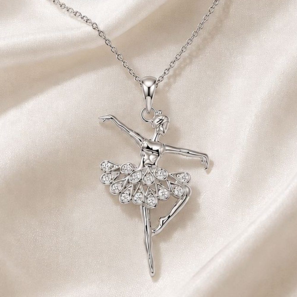 COLAR EM PRATA 925 BAILARINA COM ZIRCONIAS BRANCAS