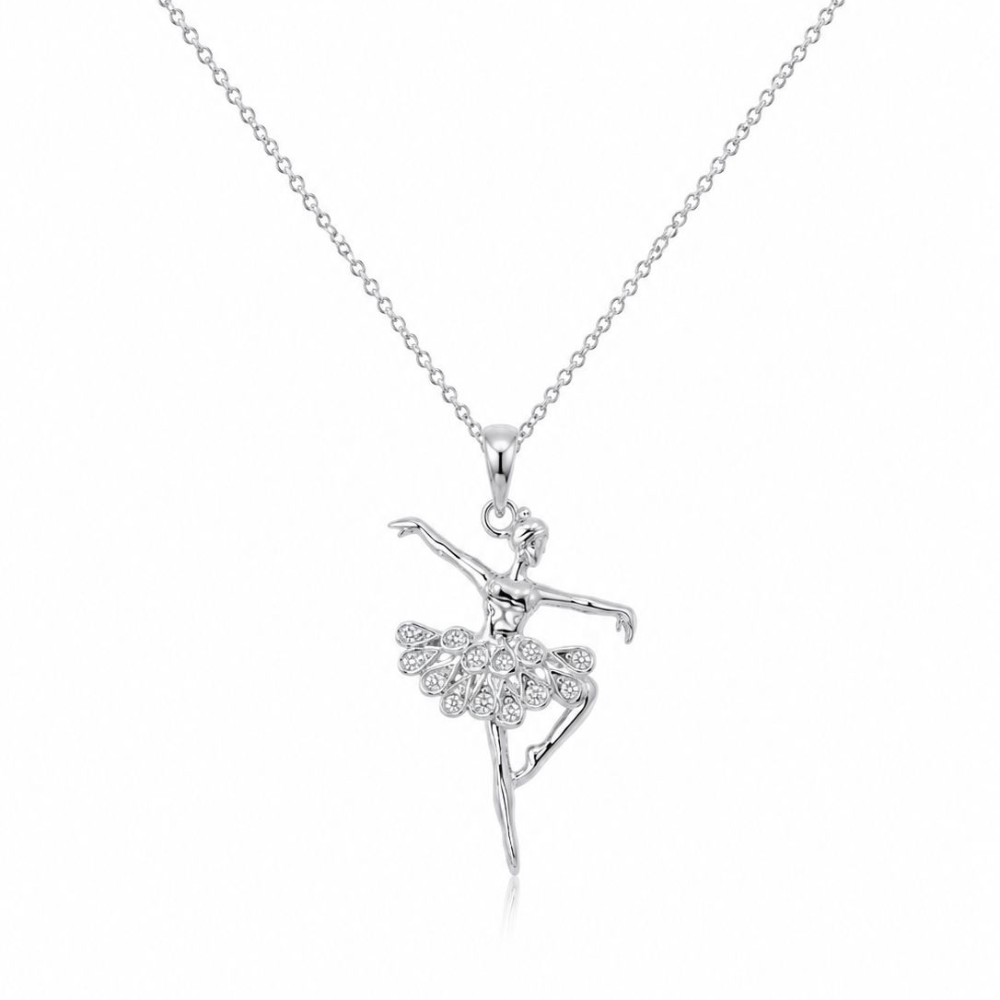 COLAR EM PRATA 925 BAILARINA COM ZIRCONIAS BRANCAS