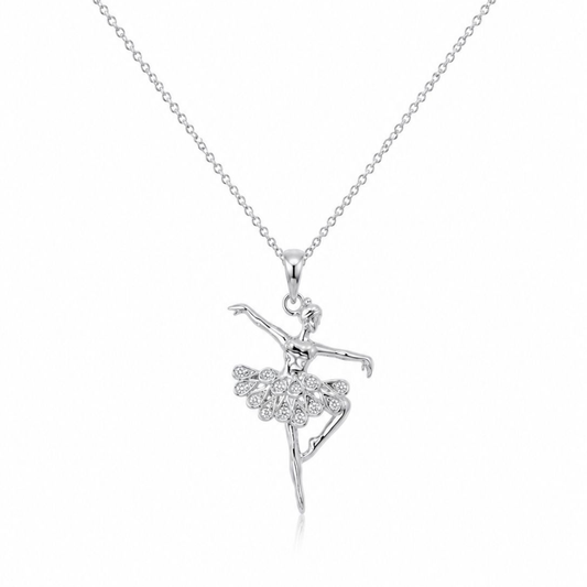 COLAR EM PRATA 925 BAILARINA COM ZIRCONIAS BRANCAS
