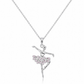 COLAR EM PRATA 925 BAILARINA COM ZIRCONIAS ROSA