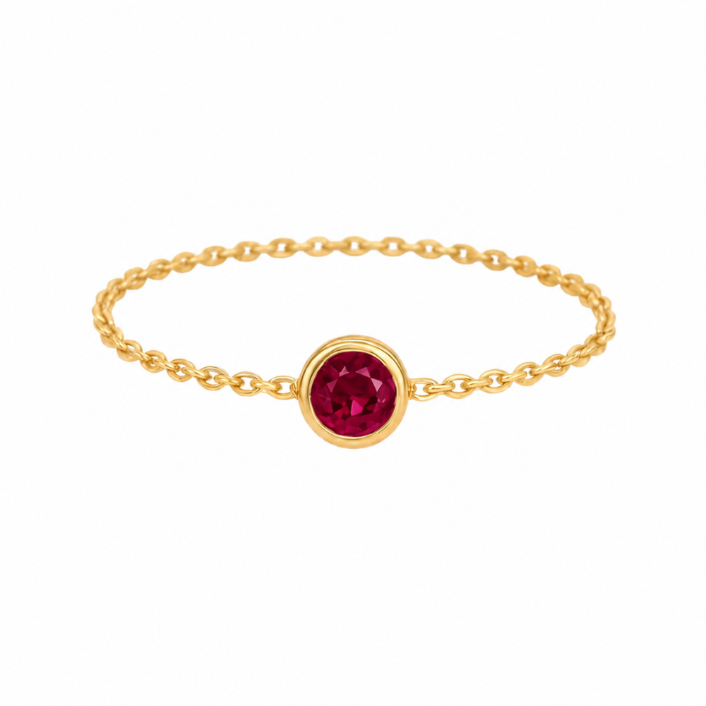 ANEL CORRENTE EM OURO 19,2K C /RUBI 0,05CT