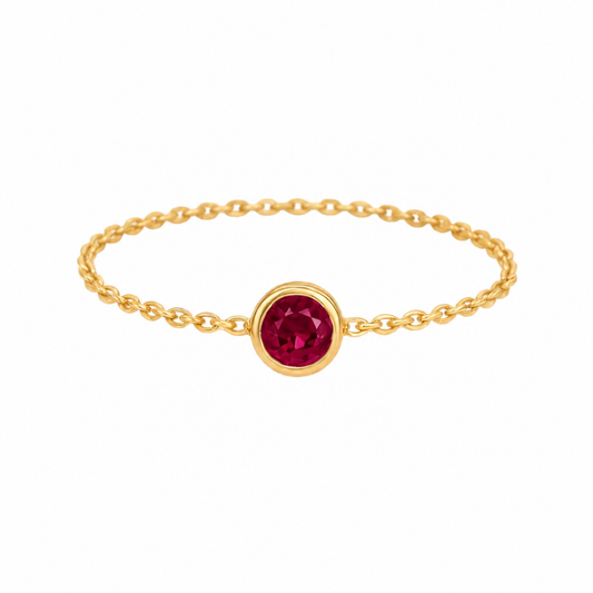 ANEL EM OURO 19,2K C /RUBI 0,05CT