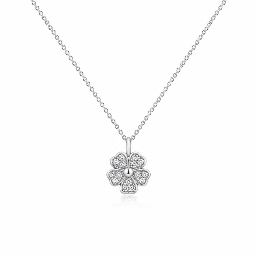 COLAR EM PRATA 925 COM FLOR EM ZIRCONIAS