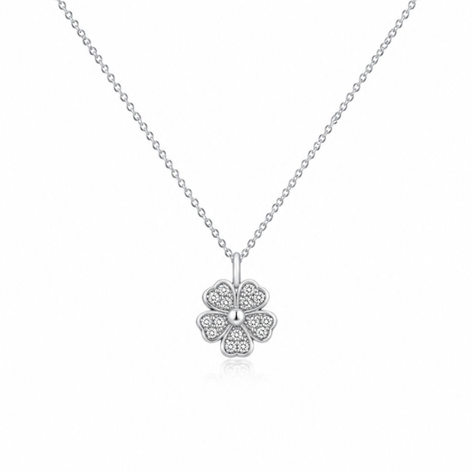 COLAR EM PRATA 925 COM FLOR EM ZIRCONIAS