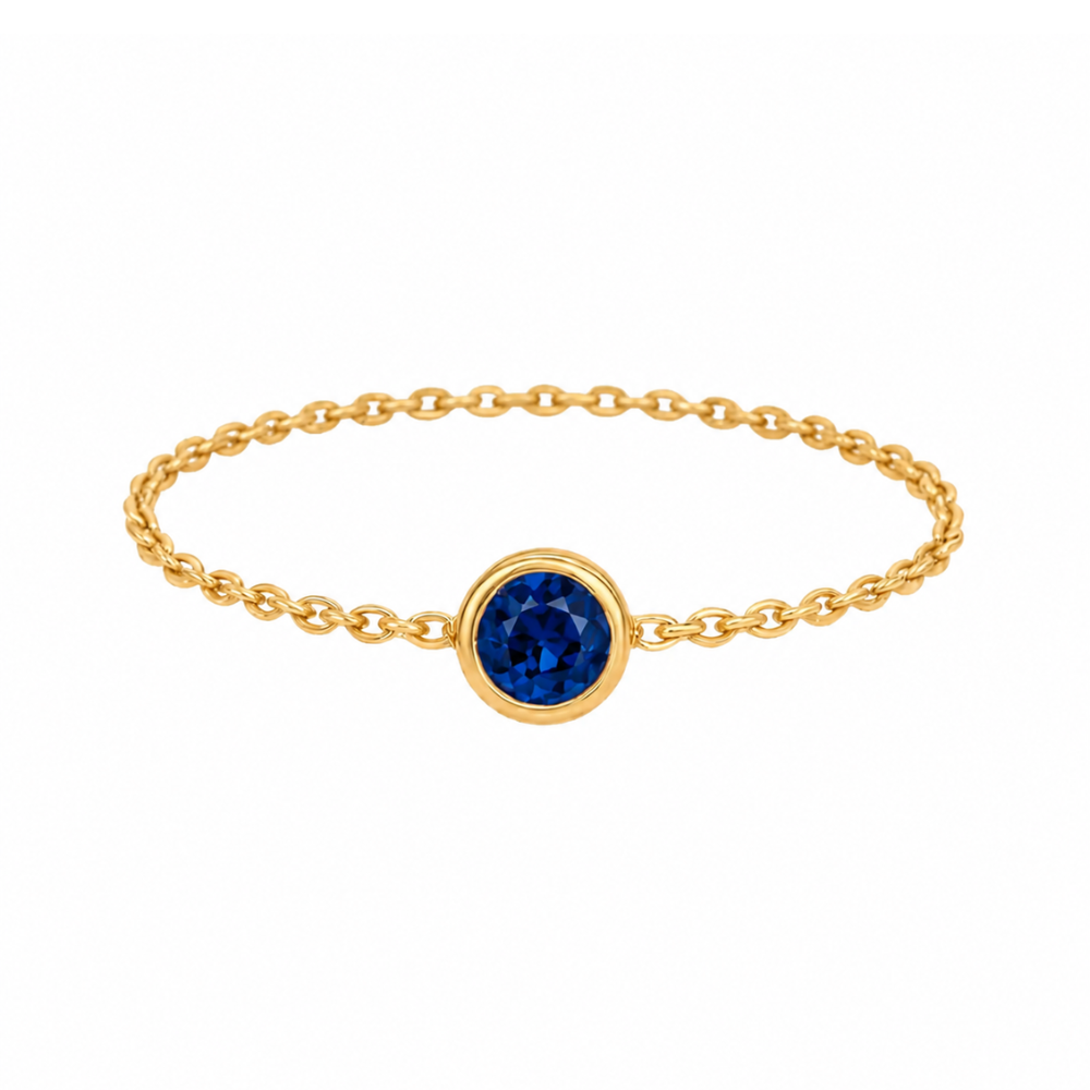 ANEL CORRENTE EM OURO 19,2K C /SAFIRA  0,05CT