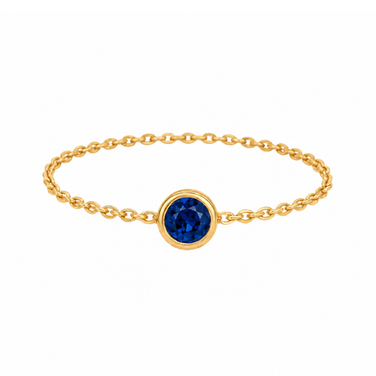 ANEL EM OURO 19,2K C /SAFIRA  0,05CT