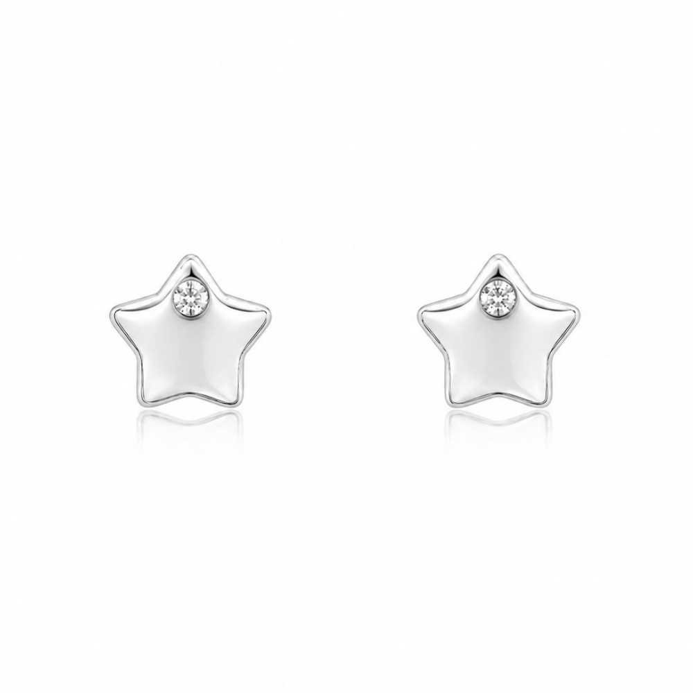 BRINCOS EM PRATA 925 PRATEADO ESTRELA COM ZIRCONIA
