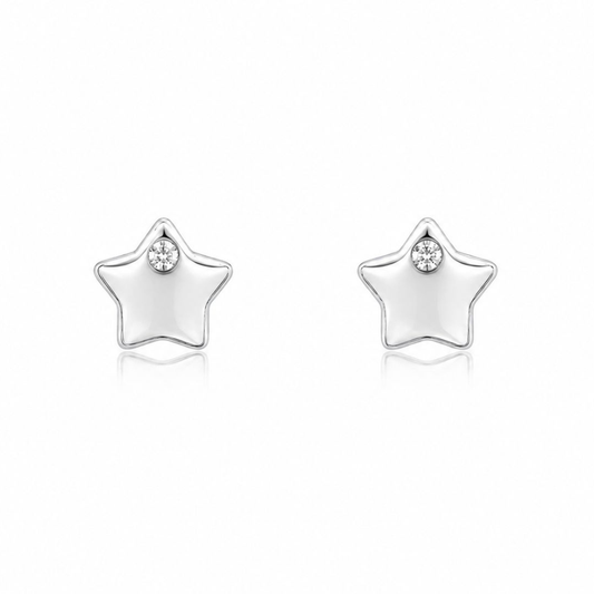 BRINCOS EM PRATA 925 PRATEADO ESTRELA COM ZIRCONIA