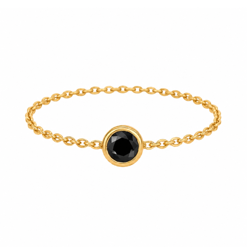 ANEL CORRENTE EM OURO 19,2K C /DIAMANTE PRETO 0,05CT