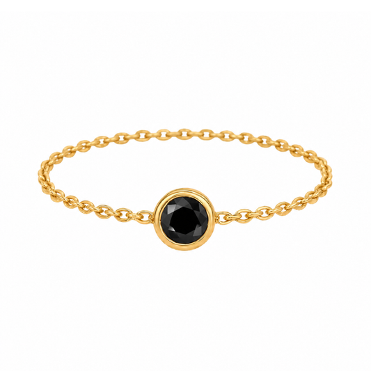 ANEL EM OURO 19,2K C /DIAMANTE PRETO 0,05CT