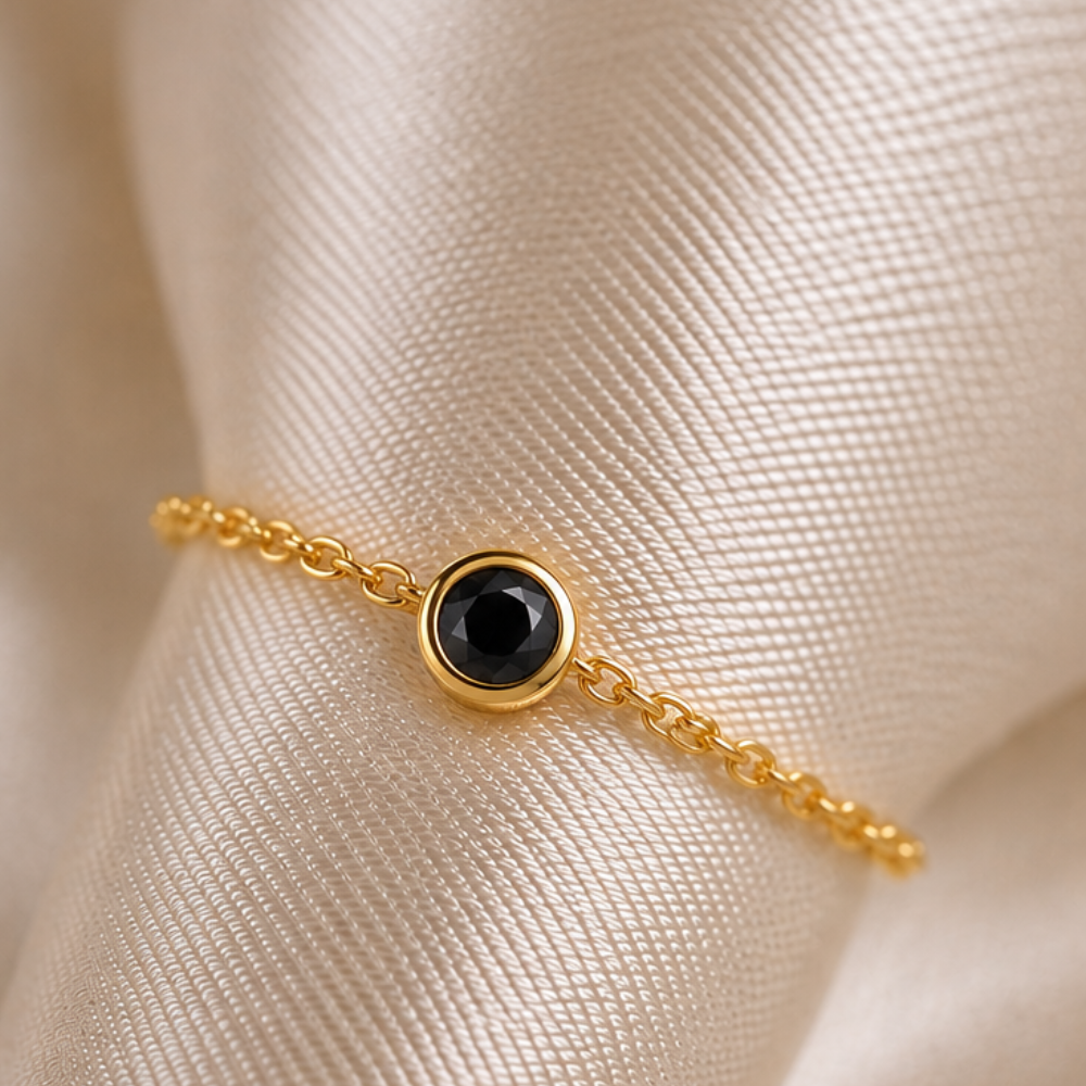ANEL CORRENTE EM OURO 19,2K C /DIAMANTE PRETO 0,05CT