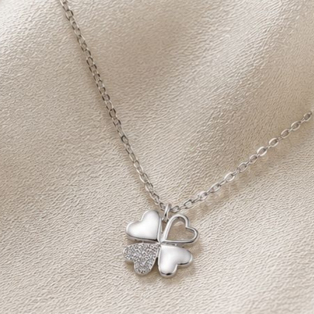 COLAR EM PRATA 925 COM TREVO E ZIRCONIAS