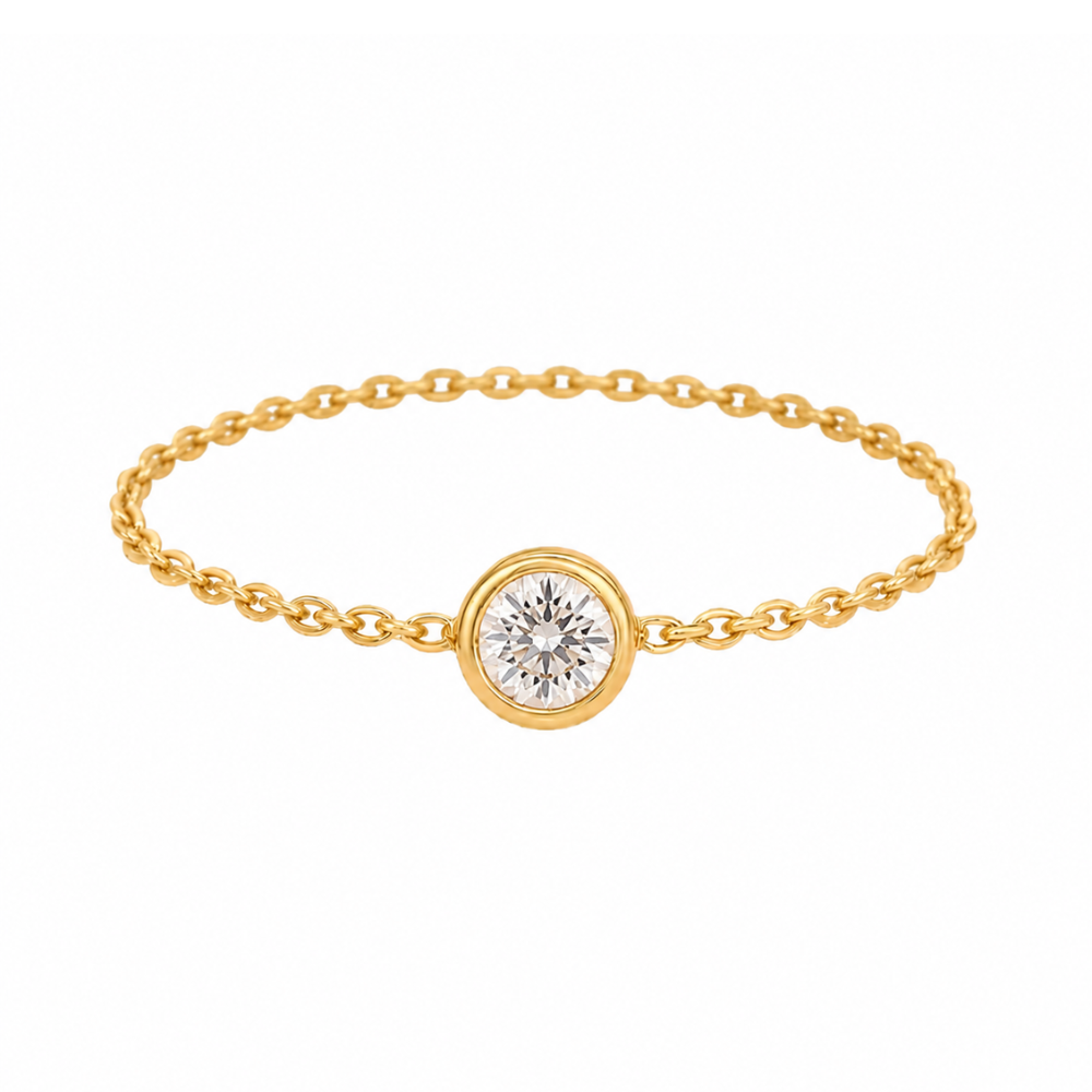 ANEL CORRENTE EM OURO 19,2K C /DIAMANTE 0,05CT
