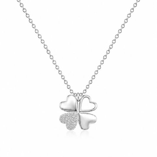 COLAR EM PRATA 925 COM TREVO E ZIRCONIAS