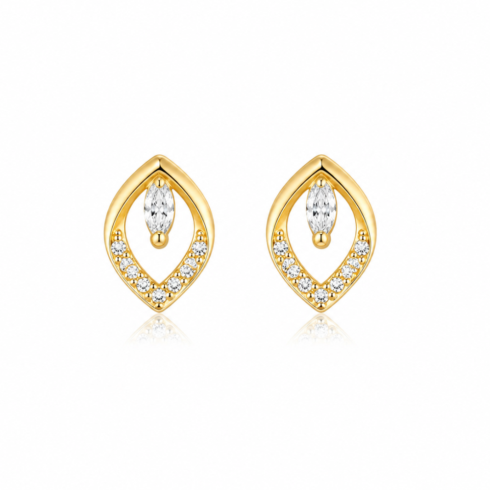 BRINCOS EM PRATA 925 DOURADA COM ZIRCONIAS