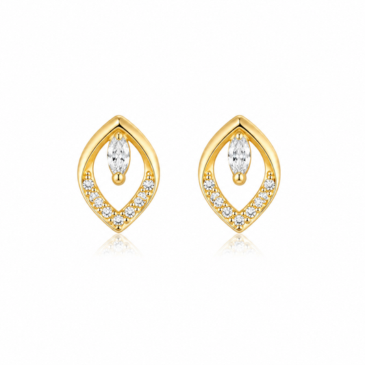 BRINCOS EM PRATA 925 DOURADA COM ZIRCONIAS