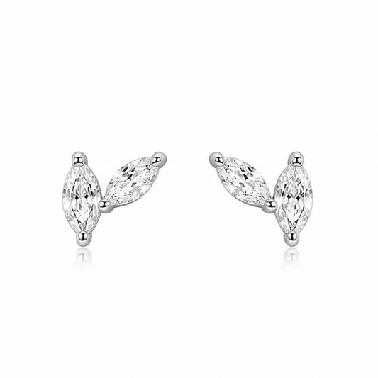 BRINCOS EM PRATA 925 COM 2 ZIRCONIAS
