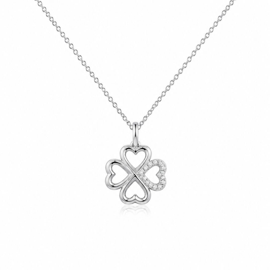 COLAR EM PRATA 925 COM TREVO E E ZIRCONIAS