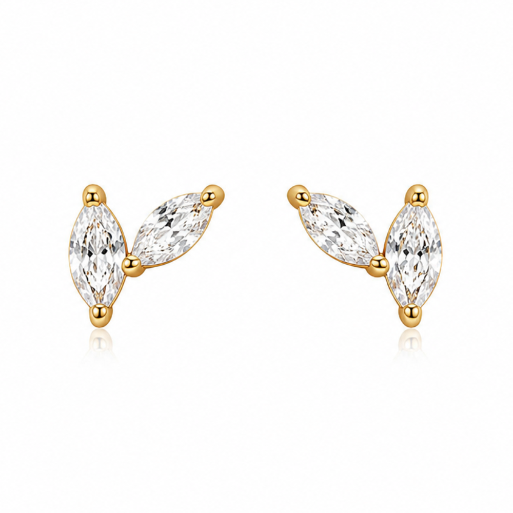 BRINCOS EM PRATA 925 COM 2 ZIRCONIAS
