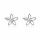 BRINCOS EM PRATA 925 FLOR COM ZIRCONIA