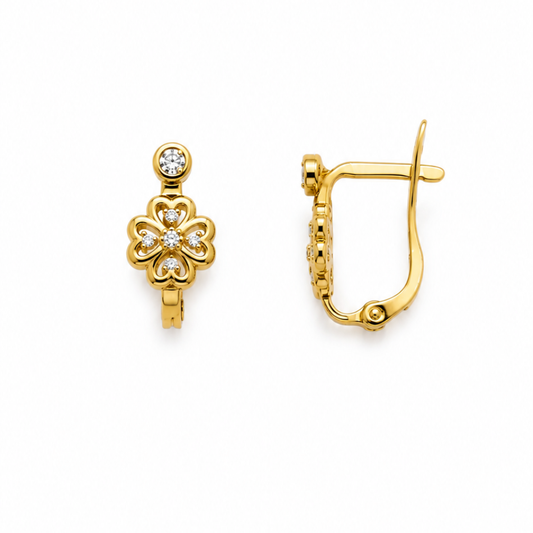 BRINCOS EM OURO 19,2K C/ ZIRCONIAS PT