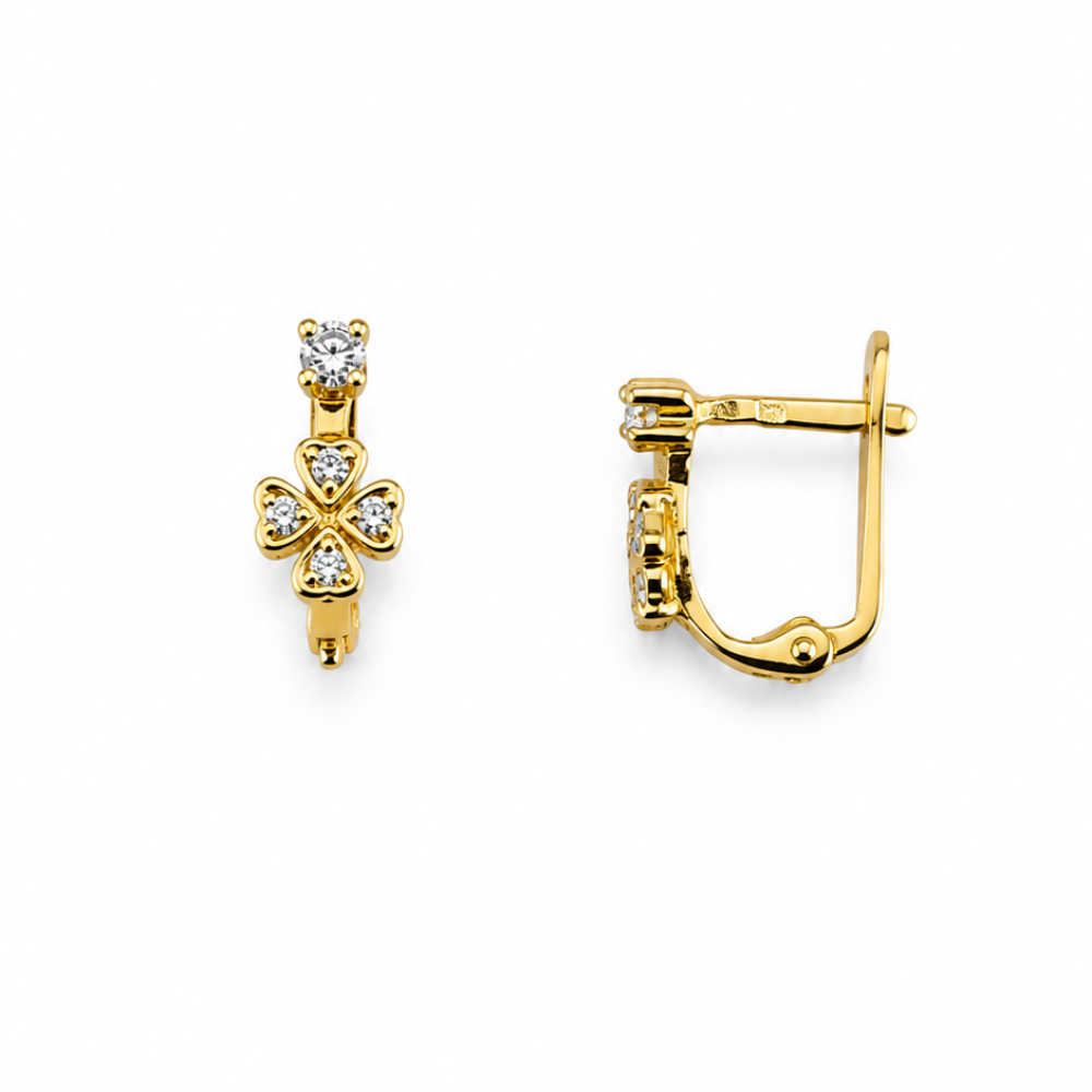BRINCOS EM OURO 19,2K COM ZIRCONIAS