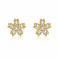 BRINCOS EM PRATA 925 DOURADO FLOR COM ZIRCONIAS