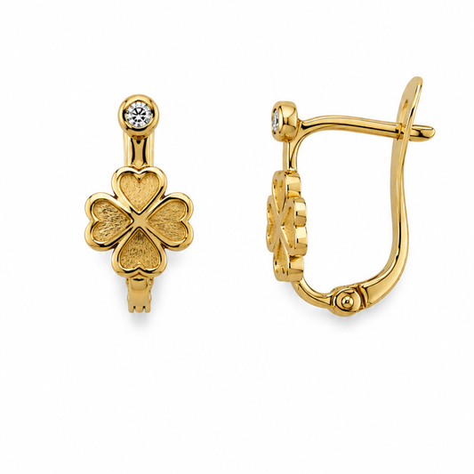 BRINCOS EM OURO 19,2K COM ZIRCONIAS