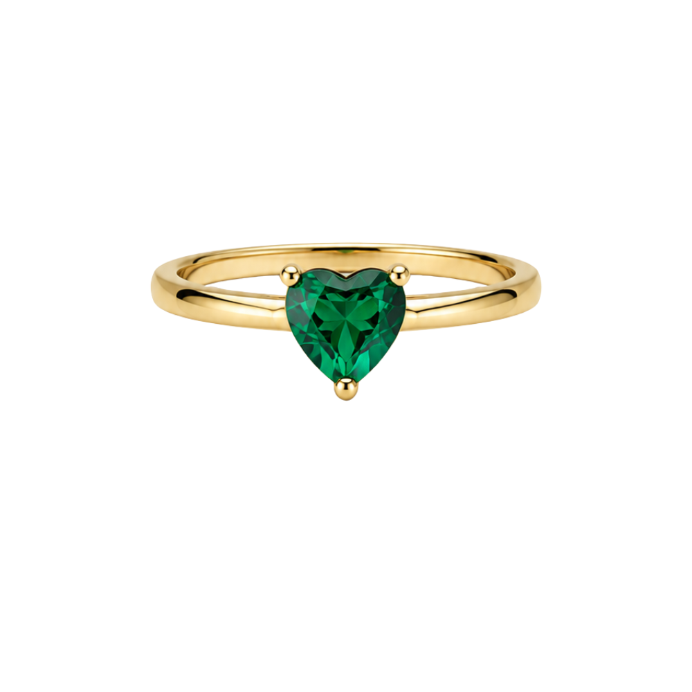 ANEL EM OURO 9K COM PEDRA ZIRCONIA FORMA CORAÇÃO