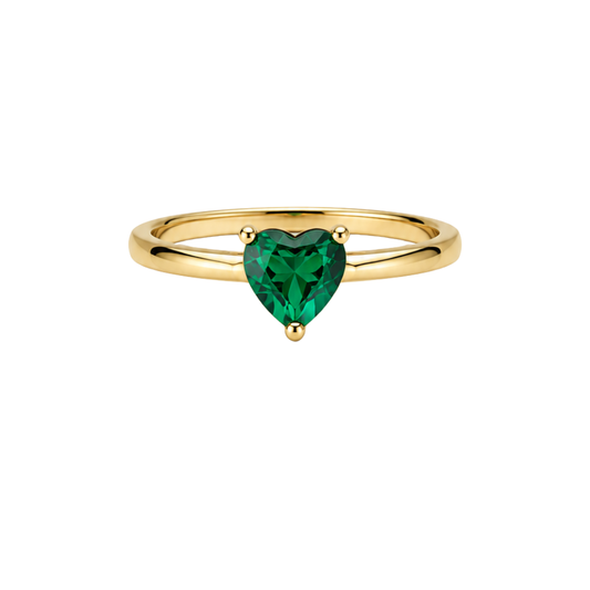 ANEL EM OURO 9K COM PEDRA ZIRCONIA FORMA CORAÇÃO