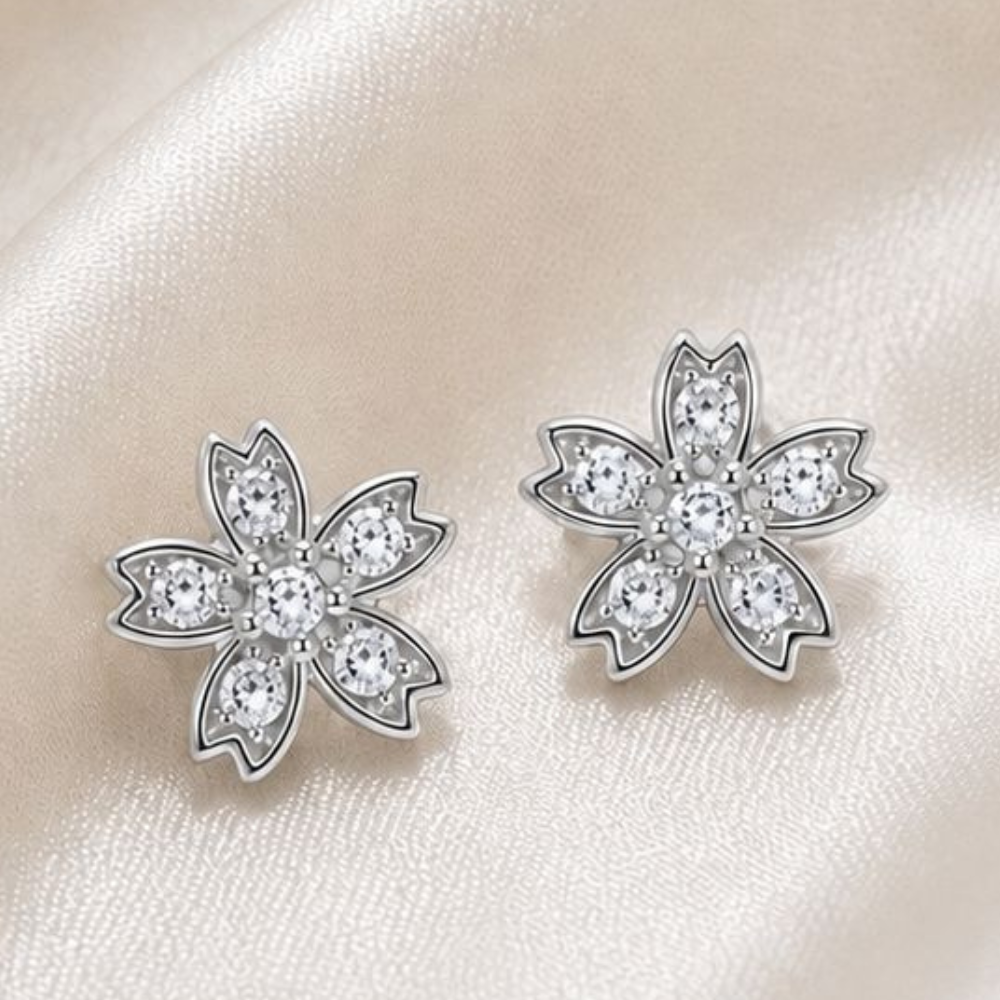 BRINCOS EM PRATA 925 PRATEADO FLOR COM ZIRCONIAS
