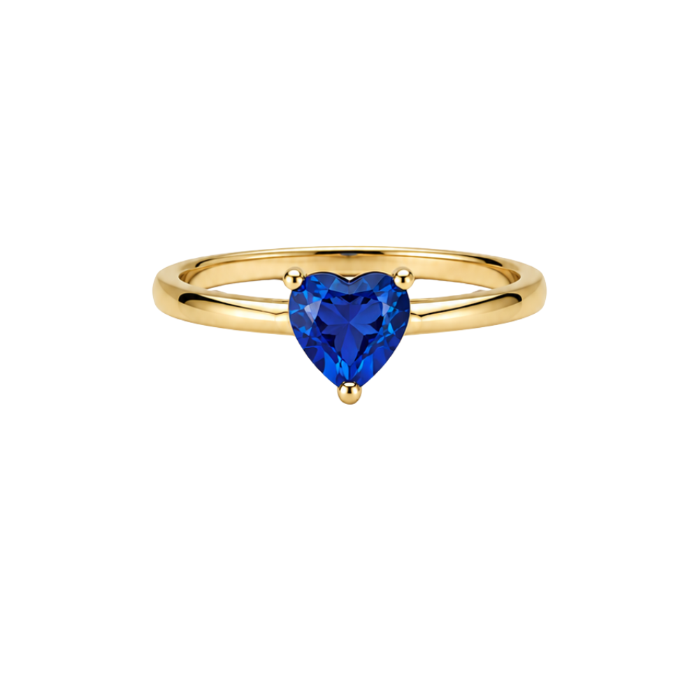 ANEL EM OURO 9K COM PEDRA ZIRCONIA FORMA CORAÇÃO