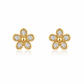 BRINCOS EM PRATA 925 DOURADA FLOR COM ZIRCONIAS