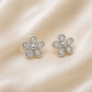 BRINCOS EM PRATA 925 PRATEADOS FLOR COM ZIRCONIAS