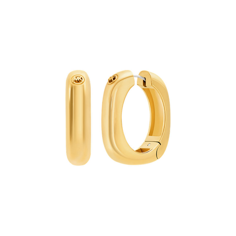 BRINCOS SOFTY HOOP MICHAEL KORS EM AÇO PLAQUEDO A OURO18K