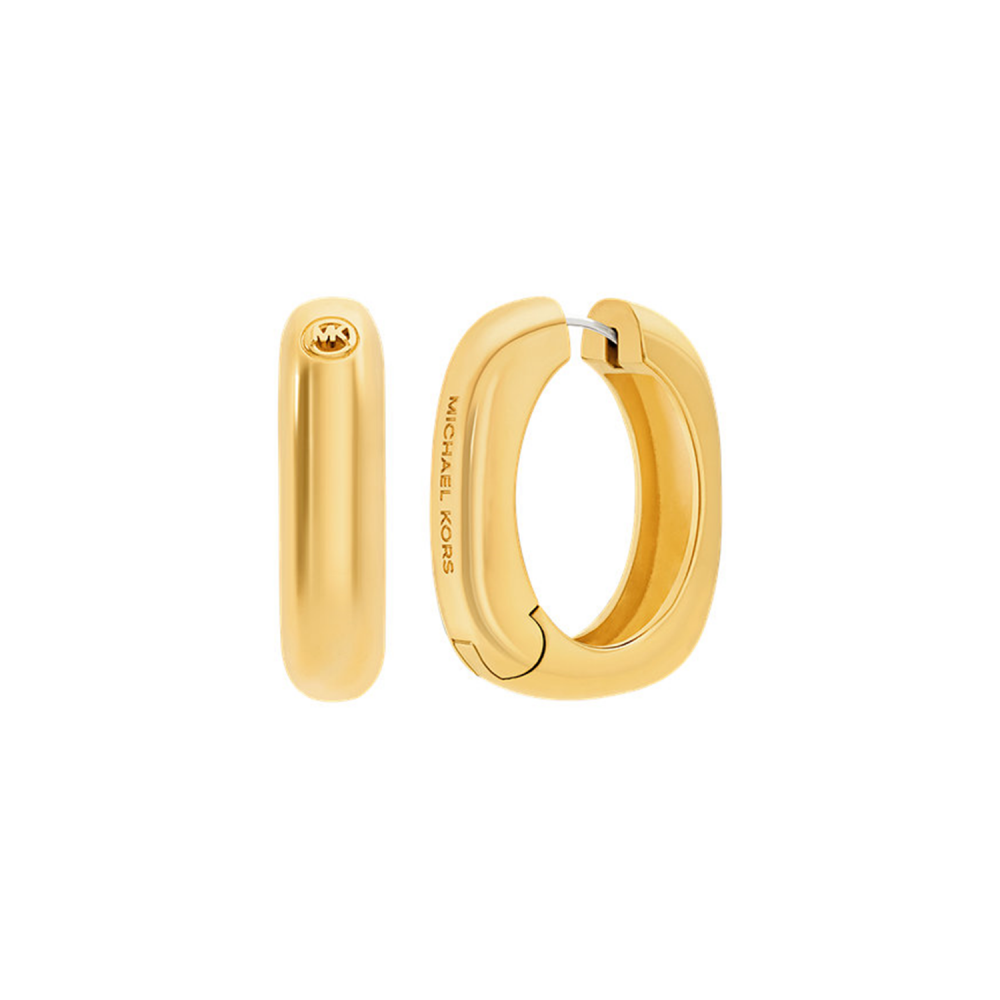 BRINCOS SOFTY HOOP MICHAEL KORS EM AÇO PLAQUEDO A OURO18K
