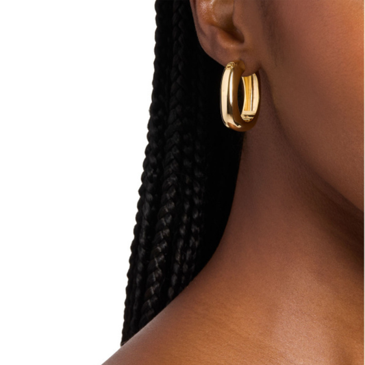 BRINCOS SOFTY HOOP MICHAEL KORS EM AÇO PLAQUEDO A OURO18K