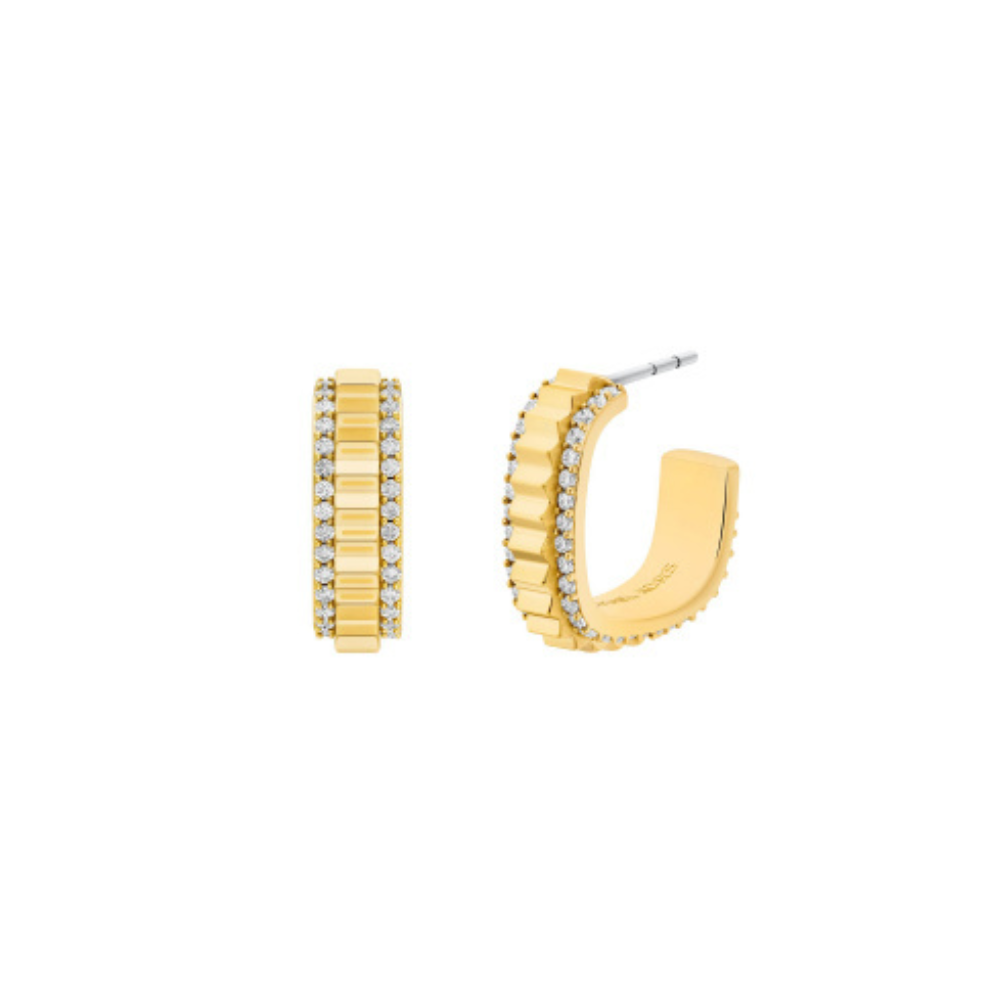 BRINCOS MICHAEL KORS EM AÇO PLAQUEDO A OURO18K