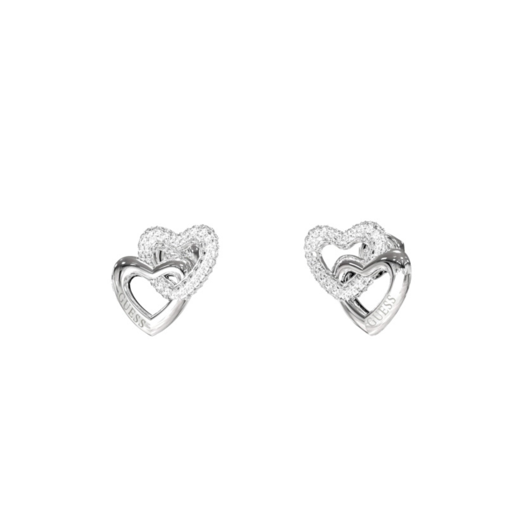 BRINCOS GUESS EM AÇO BELOVED COM ZIRCONIAS