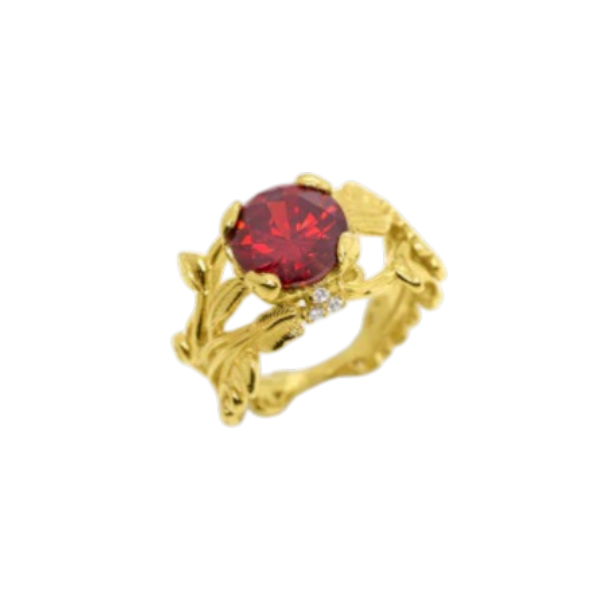 ANEL EUGÉNIO CAPOS EM PRATA 925% DOURADA COM PEDRA