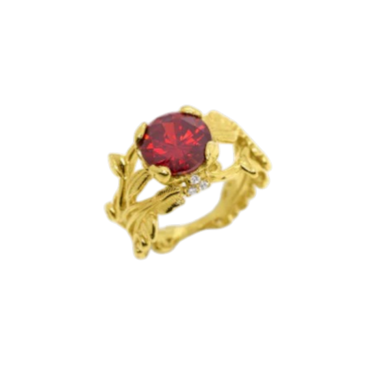 ANEL EUGÉNIO CAPOS EM PRATA 925% DOURADA COM PEDRA