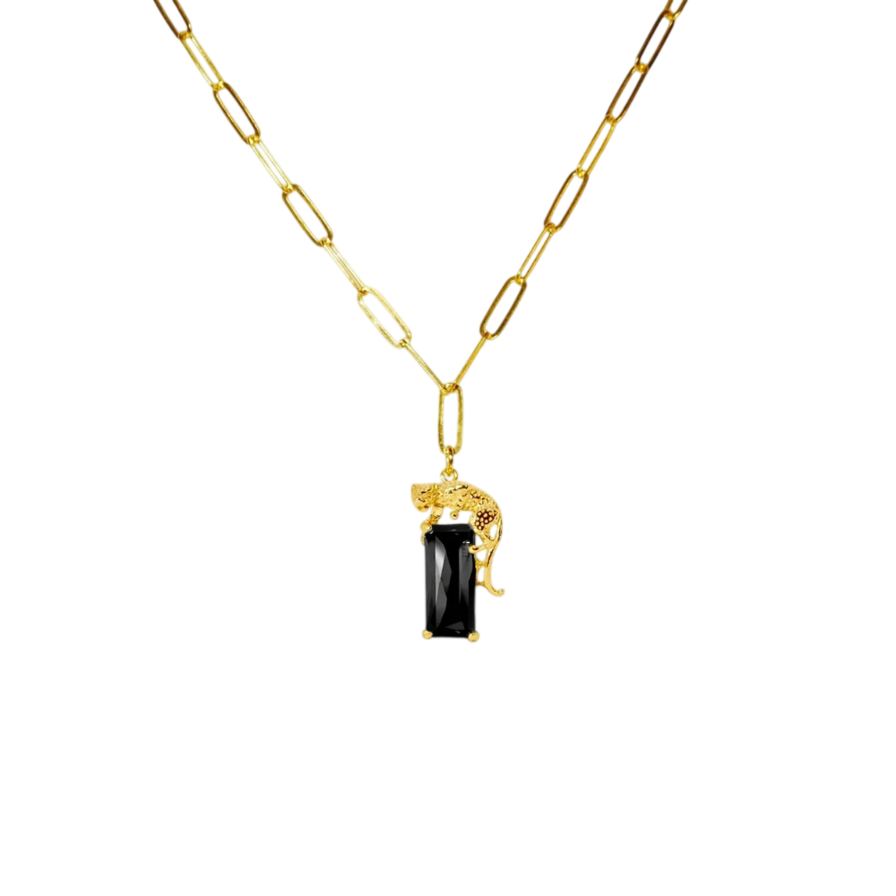 COLAR LEOPARDO C/ ZIRCONIAS PLAQUEADO A OURO