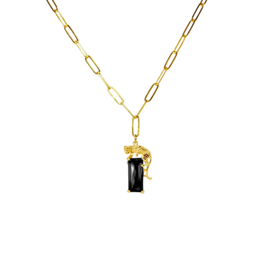 COLAR LEOPARDO C/ ZIRCONIAS PLAQUEADO A OURO