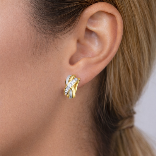 BRINCOS EM OURO 9K 375% C/ ZIRCONIAS