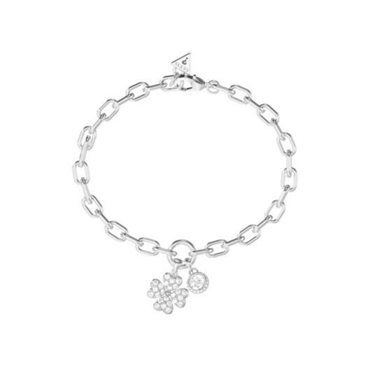 PULSEIRA GUESS EM AÇO TREVO COM ZIRCÓNIAS