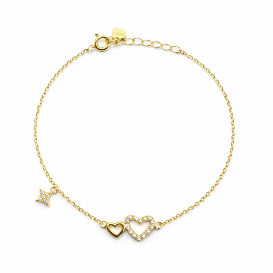 PULSEIRA EM PRATA 925% CORAÇÃO COM ZIRCÓNIAS