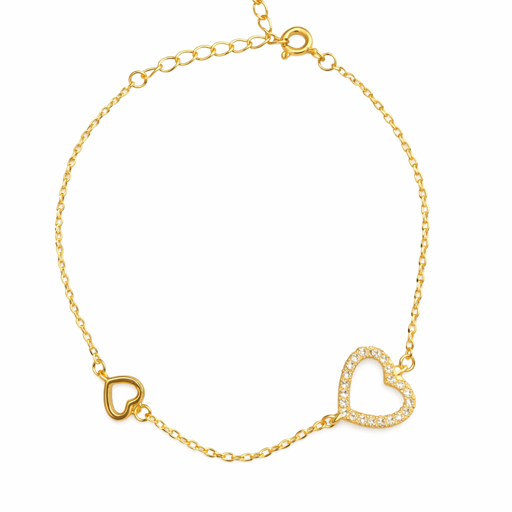 PULSEIRA EM PRATA 925% CORAÇÃO COM ZIRCÓNIAS