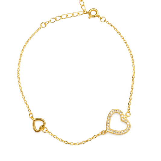 PULSEIRA EM PRATA 925% CORAÇÃO COM ZIRCÓNIAS