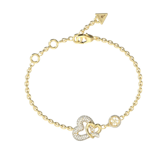 PULSEIRA GUESS HEART EM AÇO DOURADO COM ZIRCÓNIAS