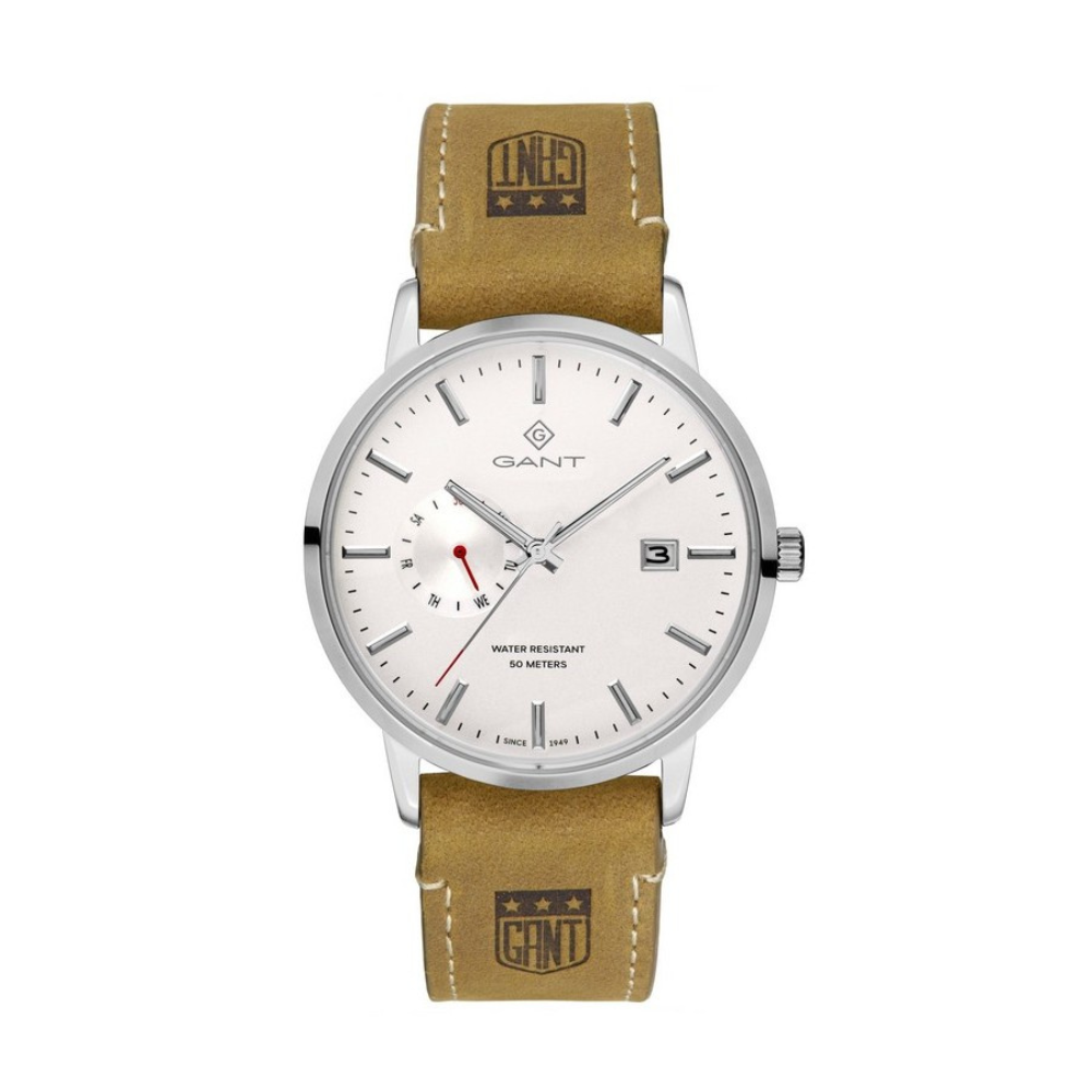 RELOGIO GANT G165027 43mm MOST. BRANCO BRACELETE EM PELE CASTANHA